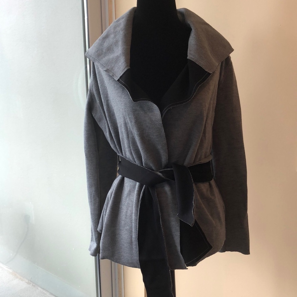 BENETTON Black/Grey Shawl collared Jacket